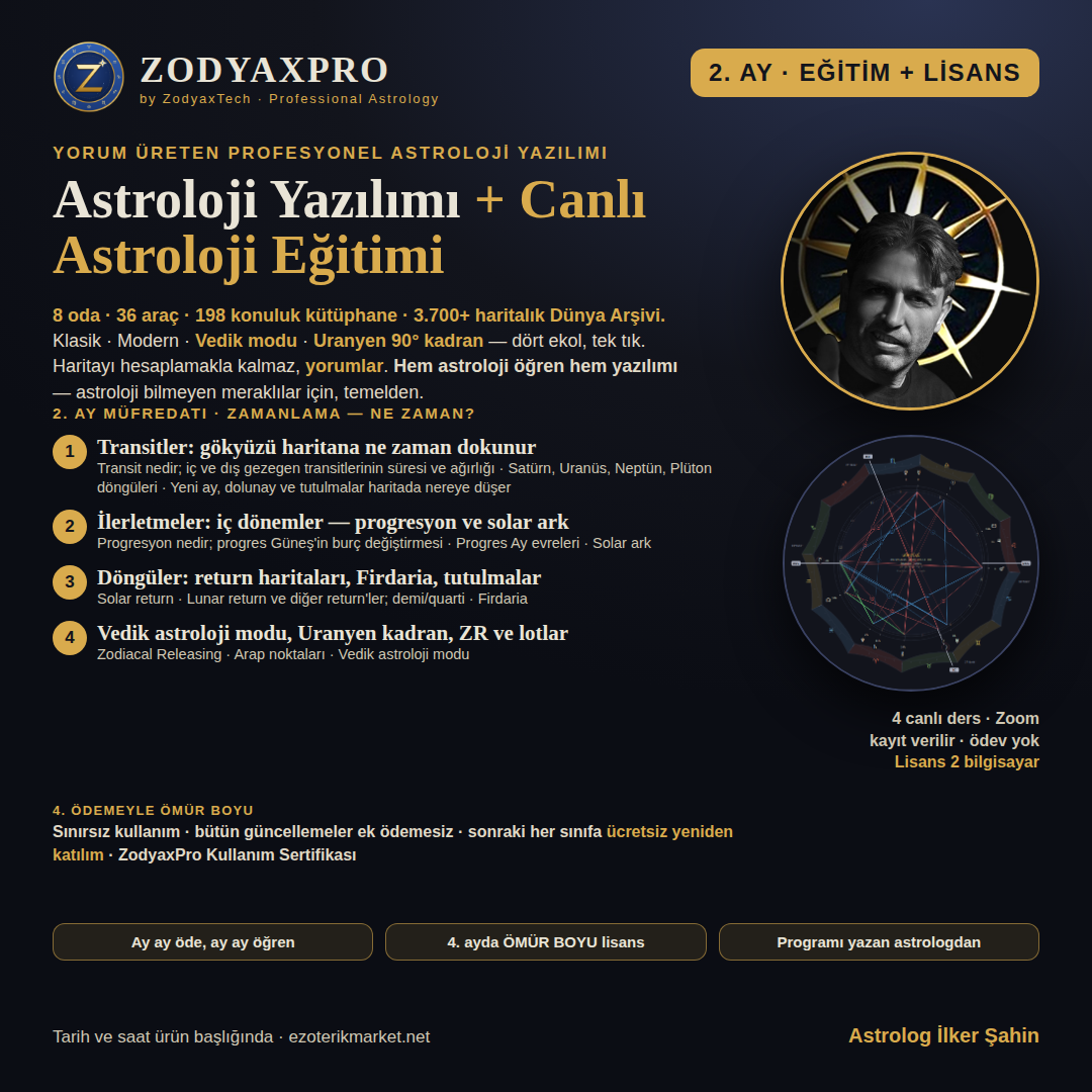 2. Ay · Astroloji Eğitim + ZodyaxPro Lisans<br><span style="font-size:12px">17 ARALIK 2026</span>