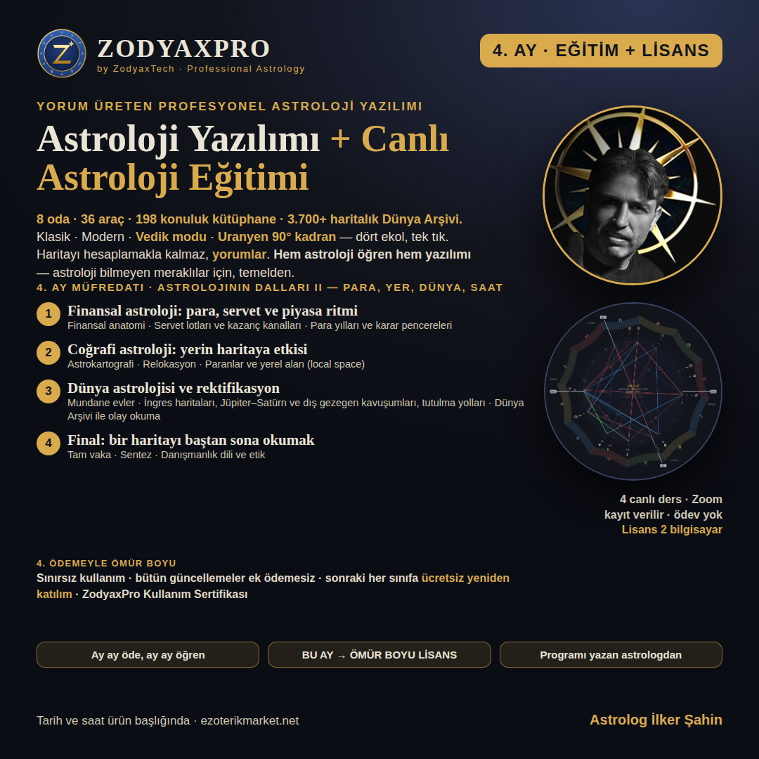 4. Ay · Astroloji Eğitim + ZodyaxPro Lisans<br><span style="font-size:12px">17 Şubat 2027</span>